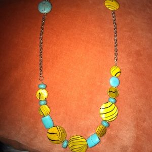 Turquoise and Yellow (jasper or howlite) necklace